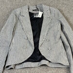 NWT Olive + Olivia Striped Linen Blend‎ Blazer Jacket - Women's Medium - New!